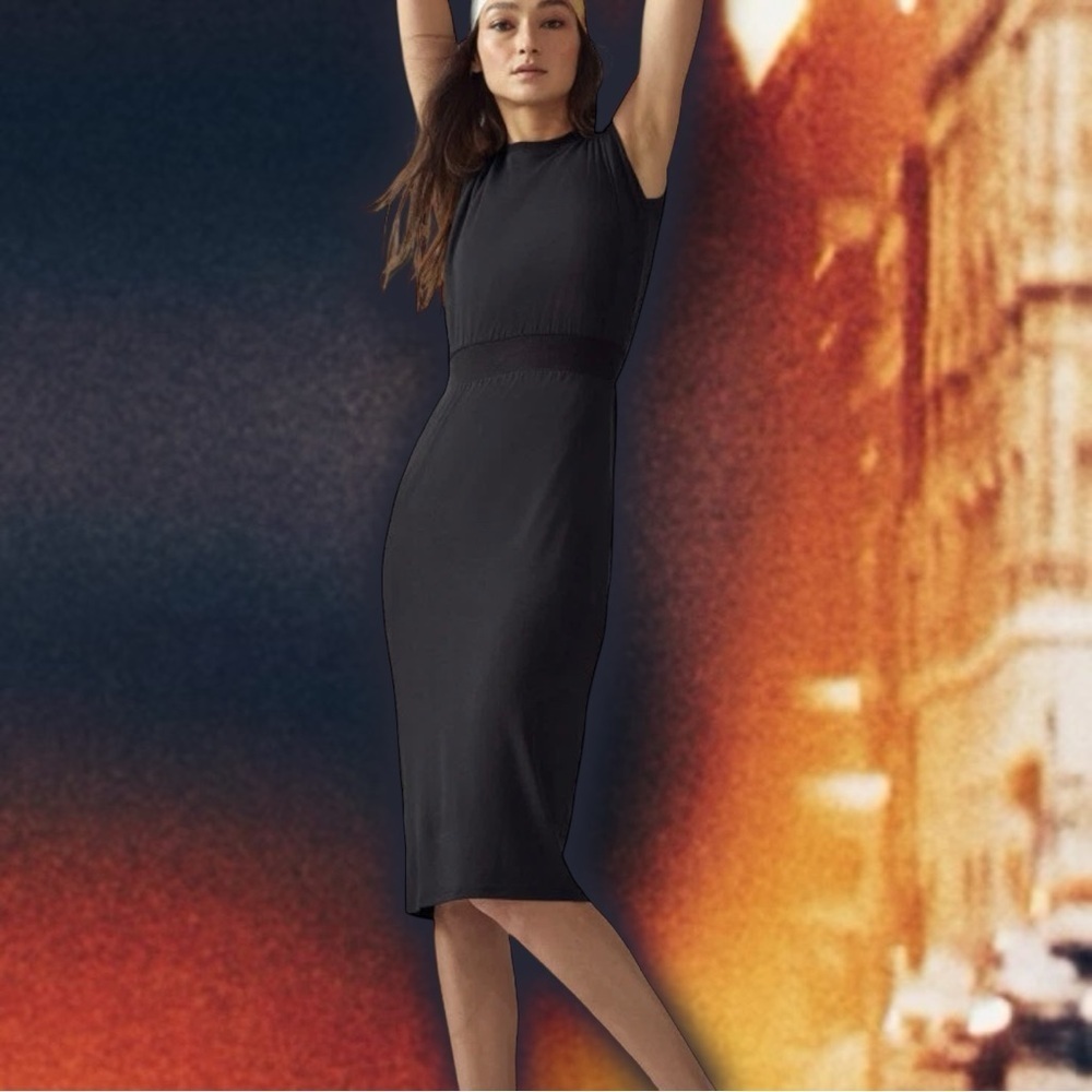 Athleta ‘Santorini Cinch’ Midi Dress in Black Size Medium